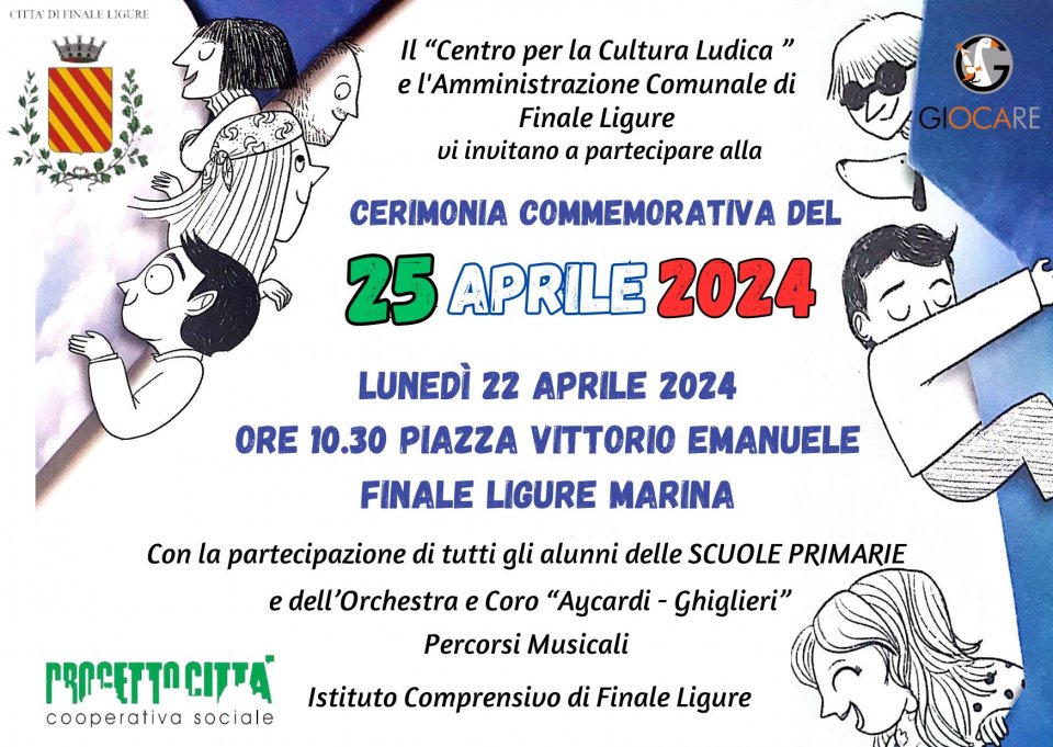 EVENTO RINVIATO CAUSA AVVERSE CONDIZIONI METEO A DATA DA DESTINARSI - "Cerimonia commemorativa del 25 aprile 2024", lunedì 22 aprile ore 10.30 Piazza Vittorio Emanuele